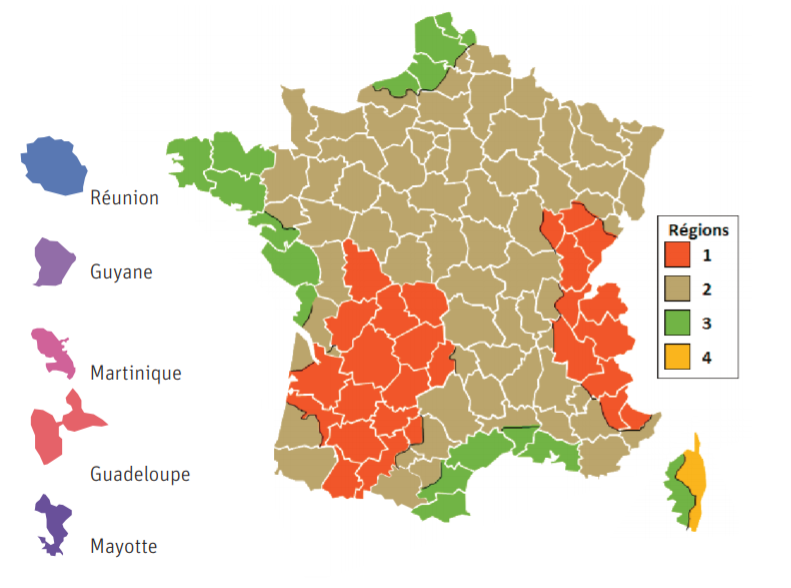 Carte des régions climatique